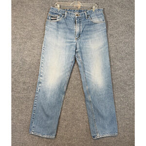 Vintage Diamond Gusset Jeans Mens 36x32 Made In USA Denim Light Wash